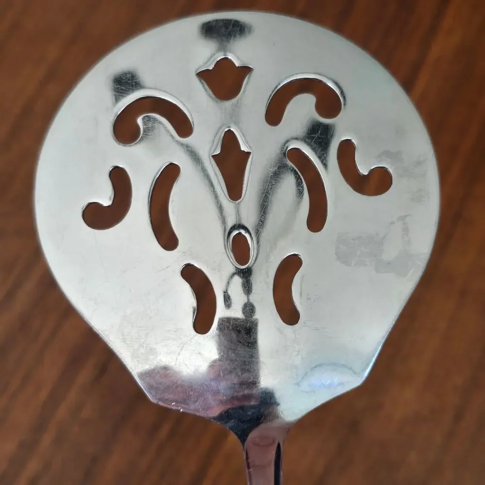 Vintage National Silver Co Stainless Monarch Steel Slotted Serving Spoon Japan